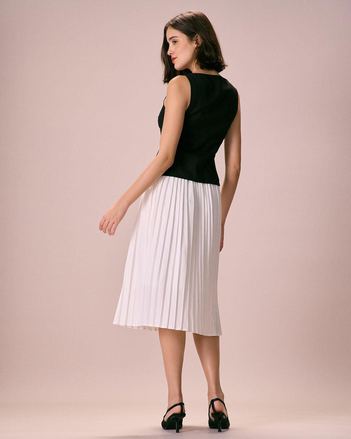 The Black Boat Neck Button Tank Top Product Image