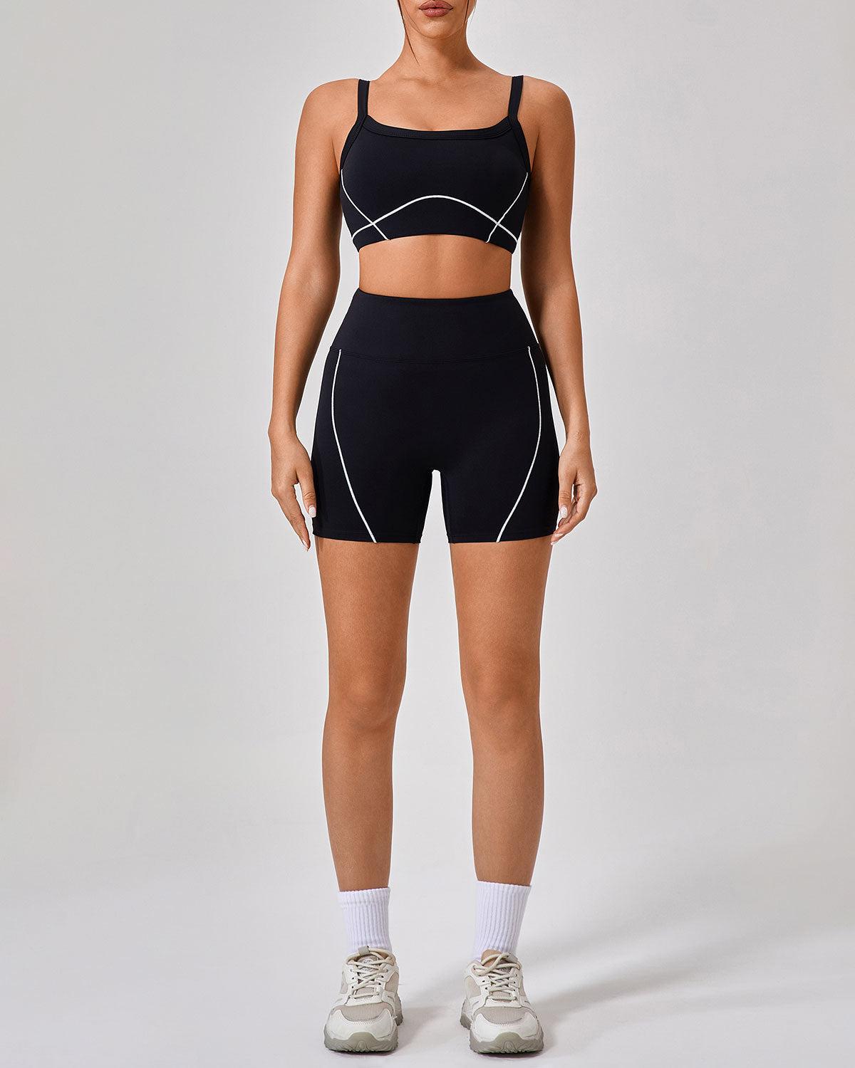 Black High Waisted Yoga Shorts Product Image