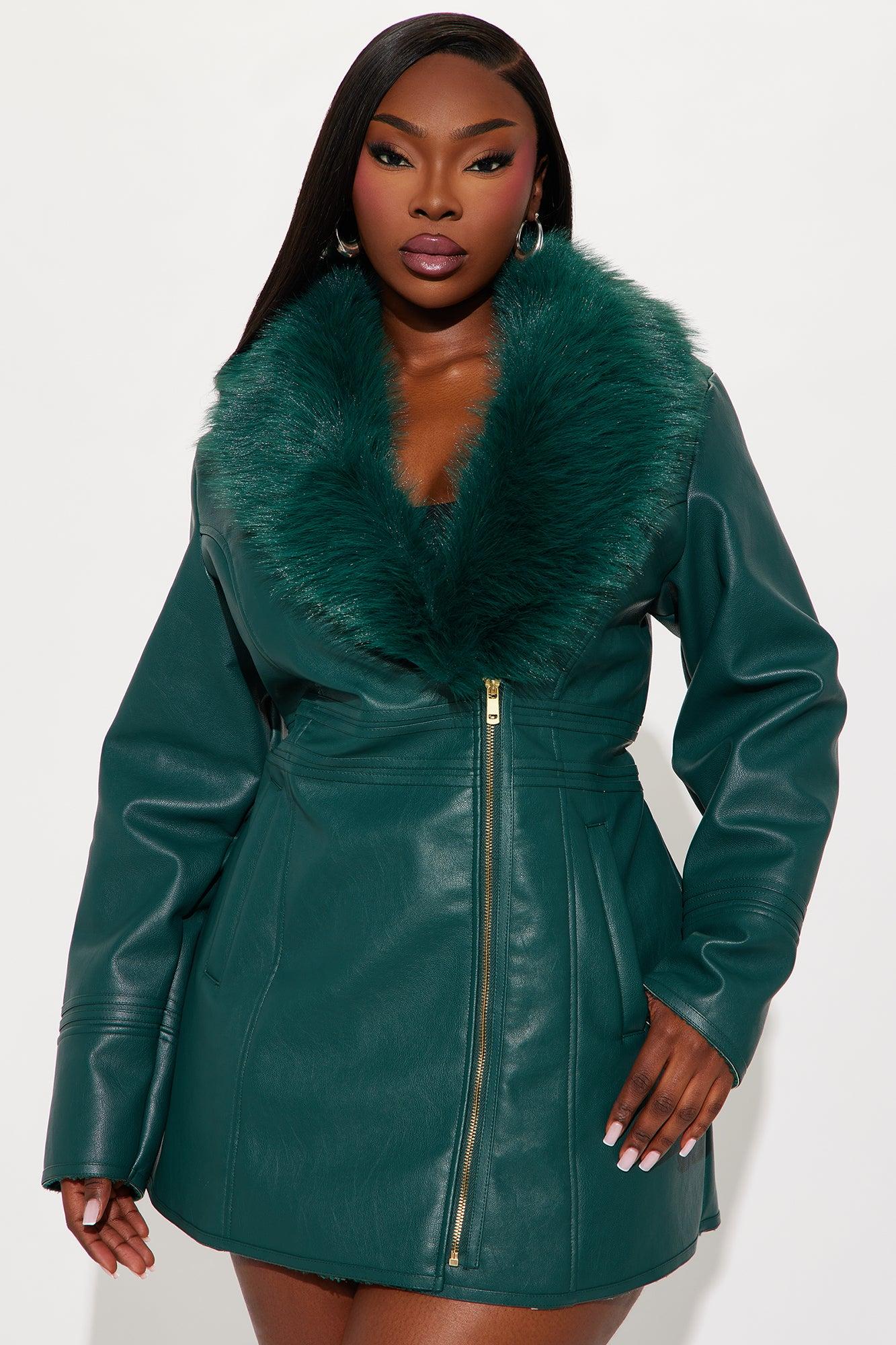 After Hour Faux Leather Coat - Hunter Female Product Image