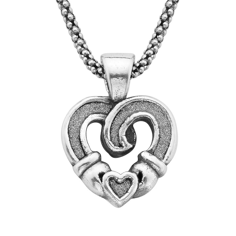 Sterling Silver Glitter Heart Pendant Necklace, Women's, Size: 18" Product Image