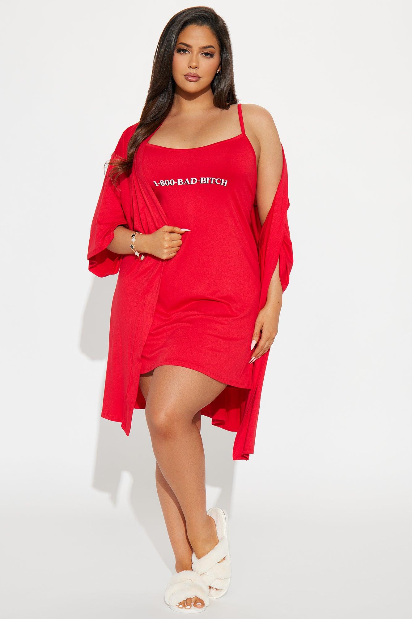 Bad Bitch PJ Robe Set - Red Product Image