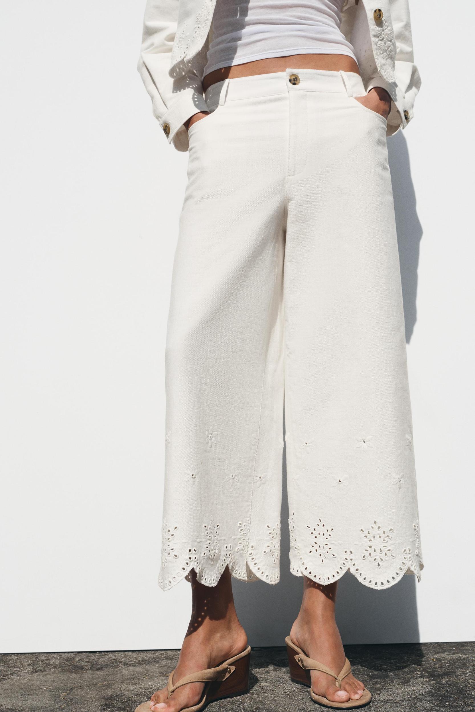 EYELET EMBROIDERED CULOTTES Product Image