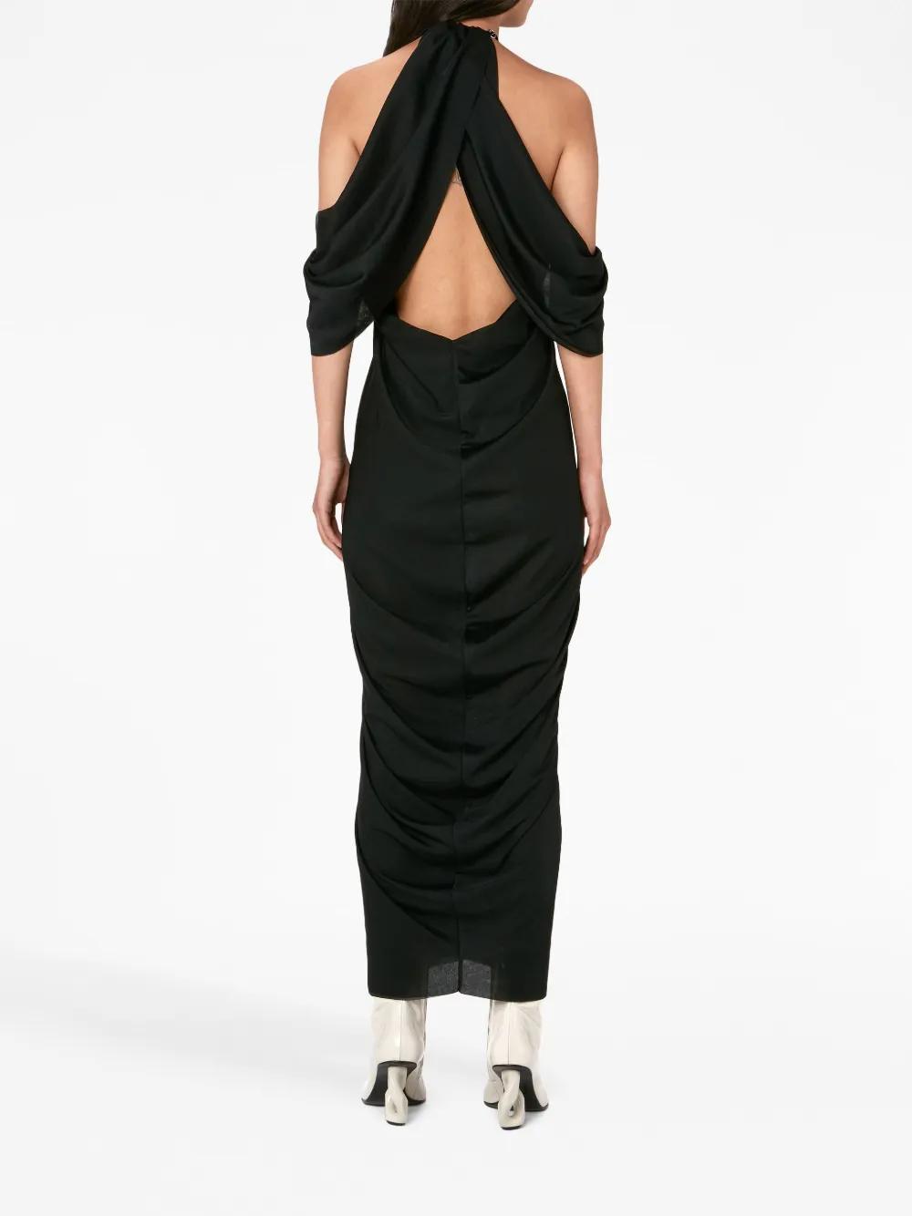 JW ANDERSON Halterneck Draped Long Dress In Black Product Image