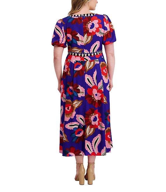 Kensie Plus Size Floral Print Textured Woven Dress Product Image
