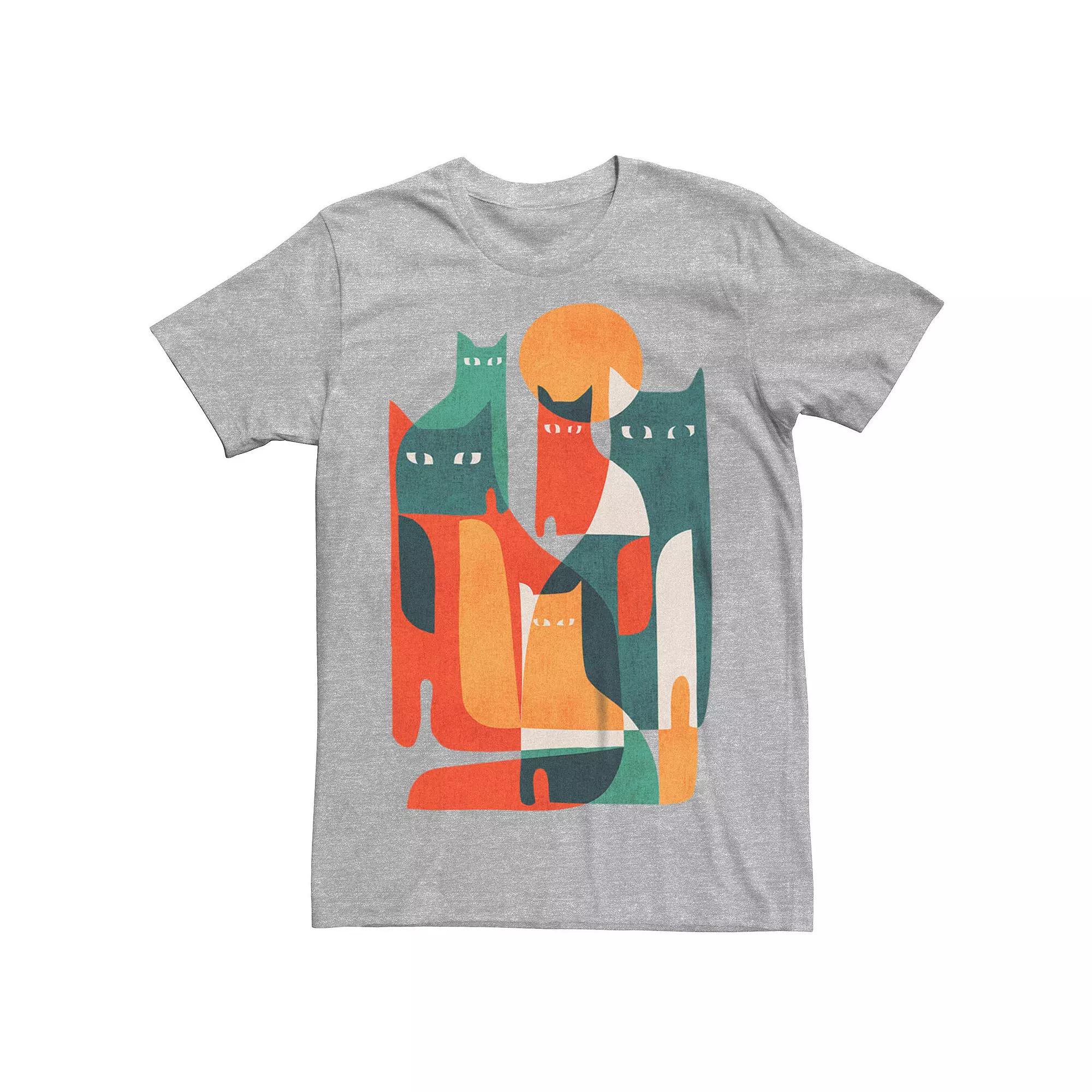 Men's Abstract Cats Graphic Tee, Size: Medium, Athletic Grey Product Image