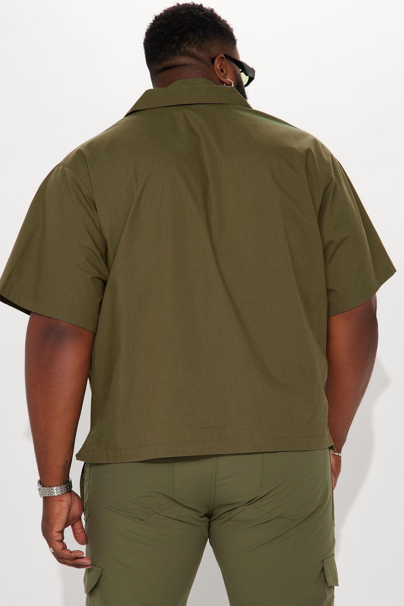 Ryland Relaxed Cotton Short Sleeve Cuban Shirt - Olive Product Image