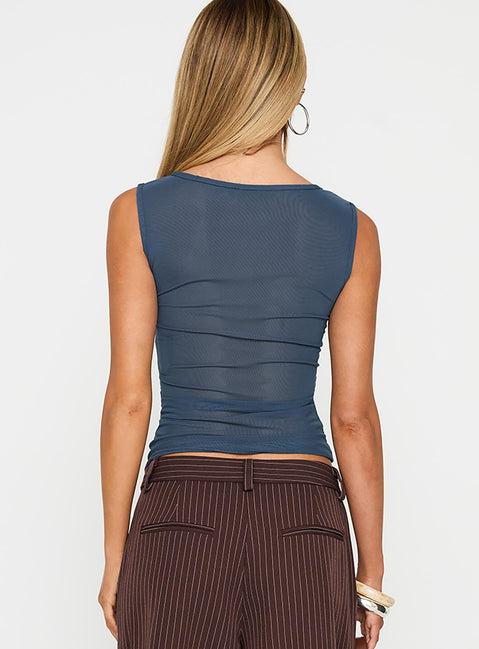 Persuade You Ruched Top Blue Product Image
