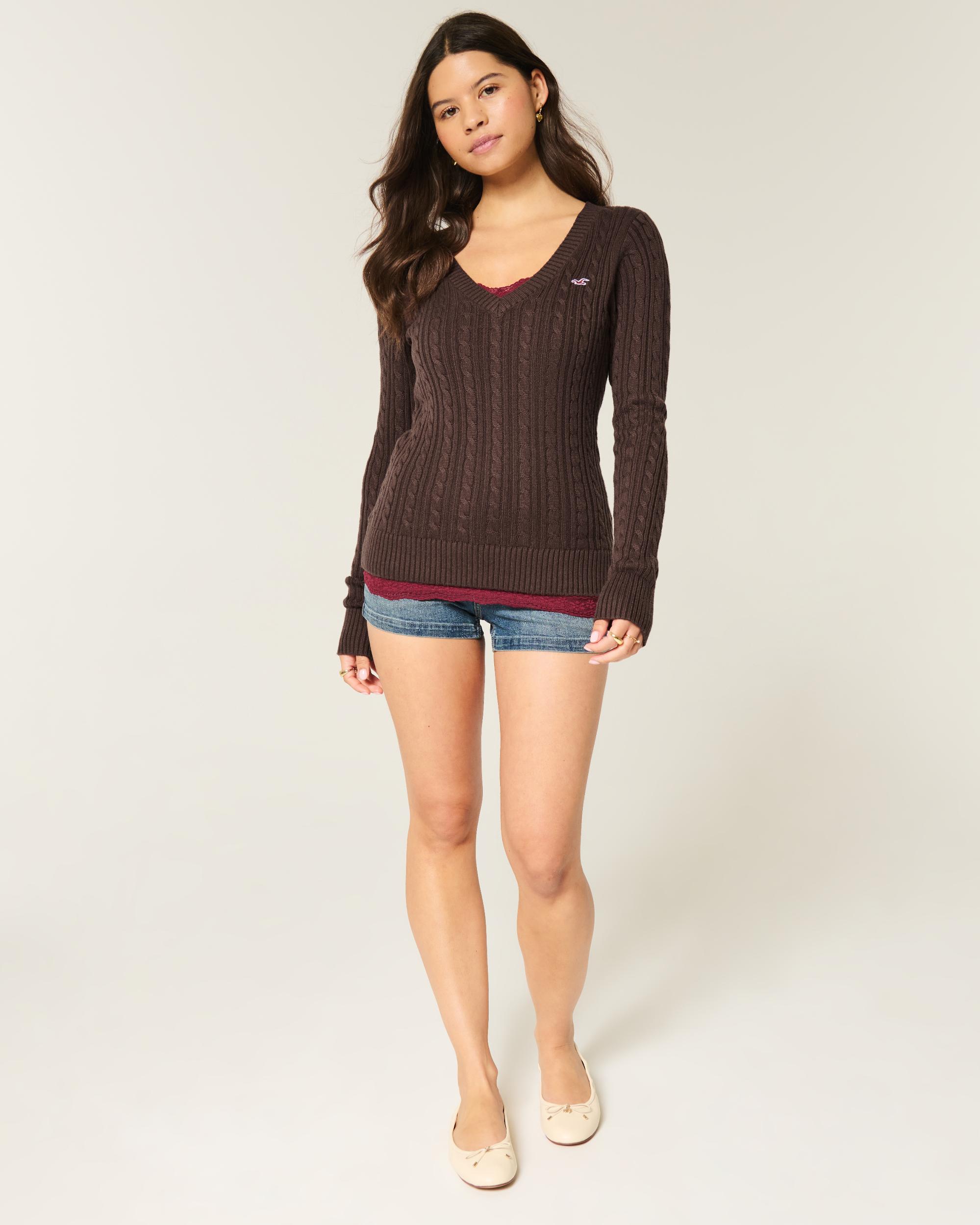 Cable-Knit Icon V-Neck Sweater Product Image