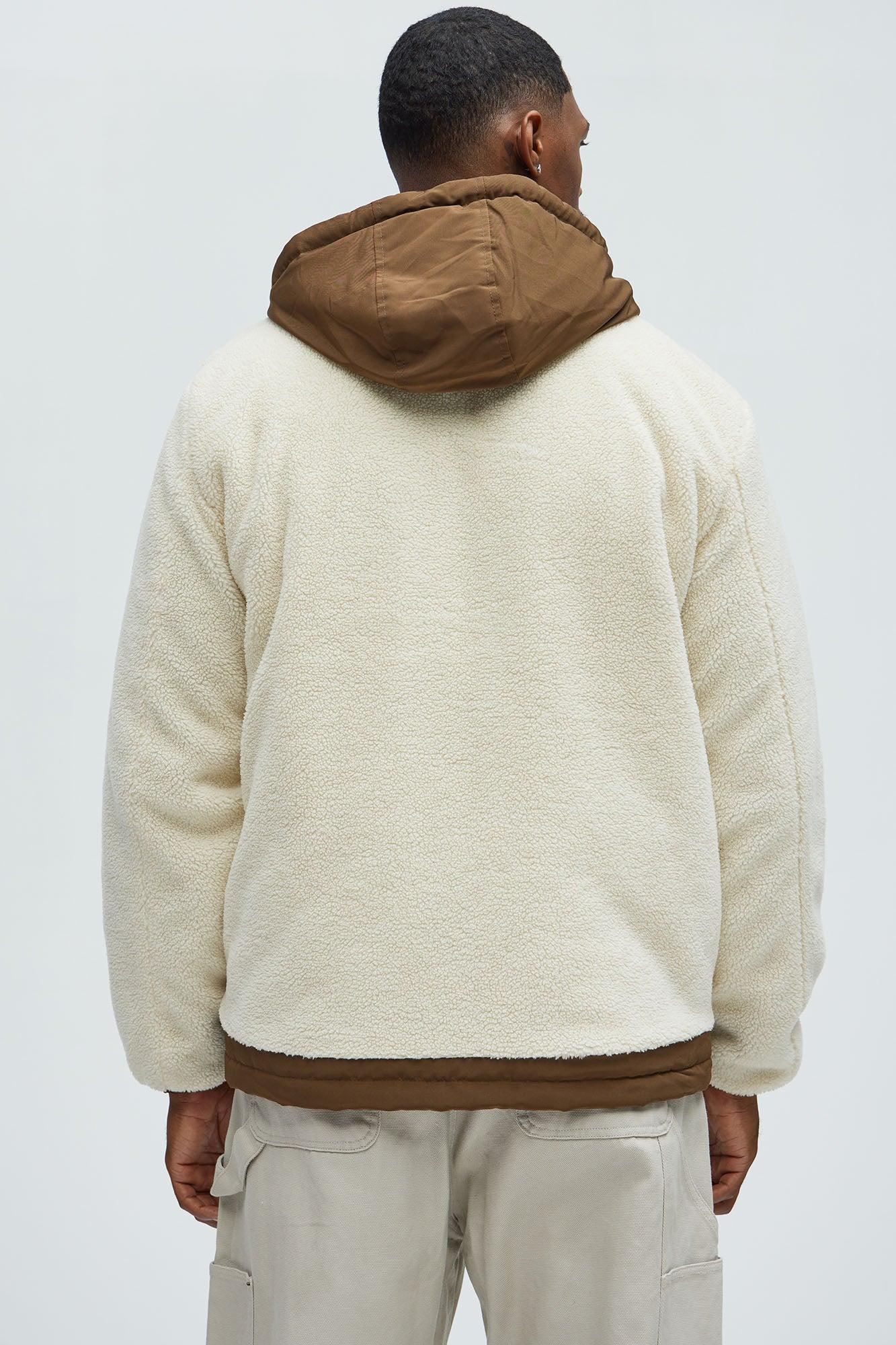 Theodore Midweight Teddybear Sherpa Jacket - Beige/Brown Product Image