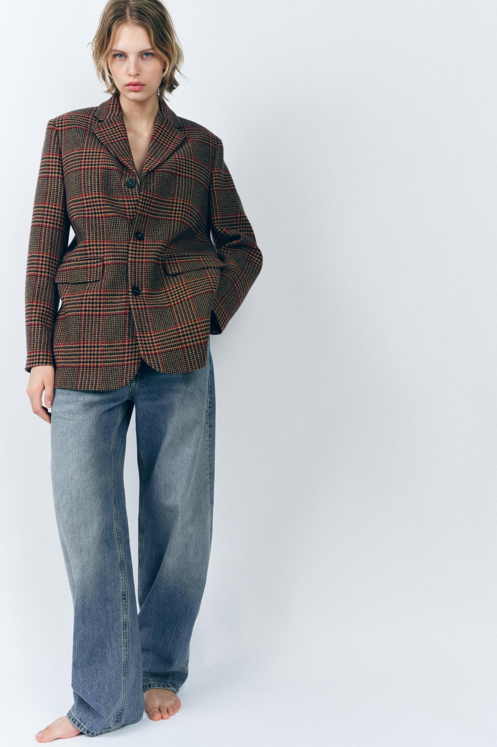 WOOL BLEND PLAID BLAZER ZW COLLECTION Product Image