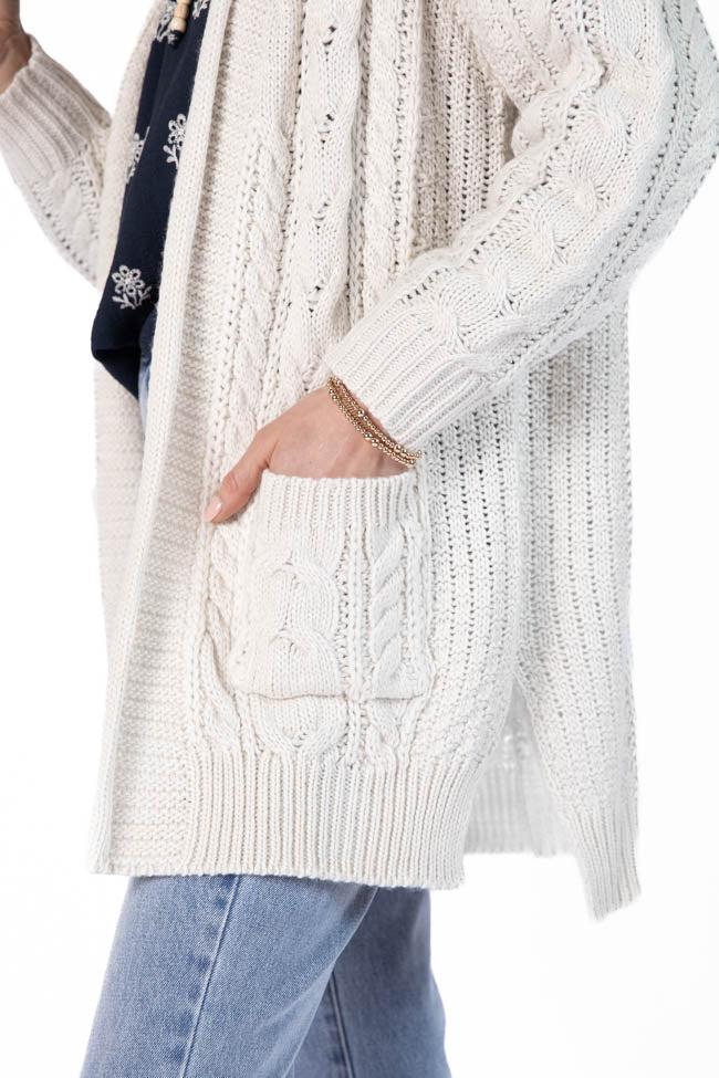 Sweet Nothings Cream Chunky Cable Knit Cardigan FINAL SALE Product Image