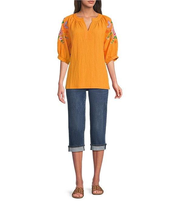 NYDJ Petite Size Marilyn Cuffed Cool Embrace® Lift Tuck® Capri Denim Jeans Product Image