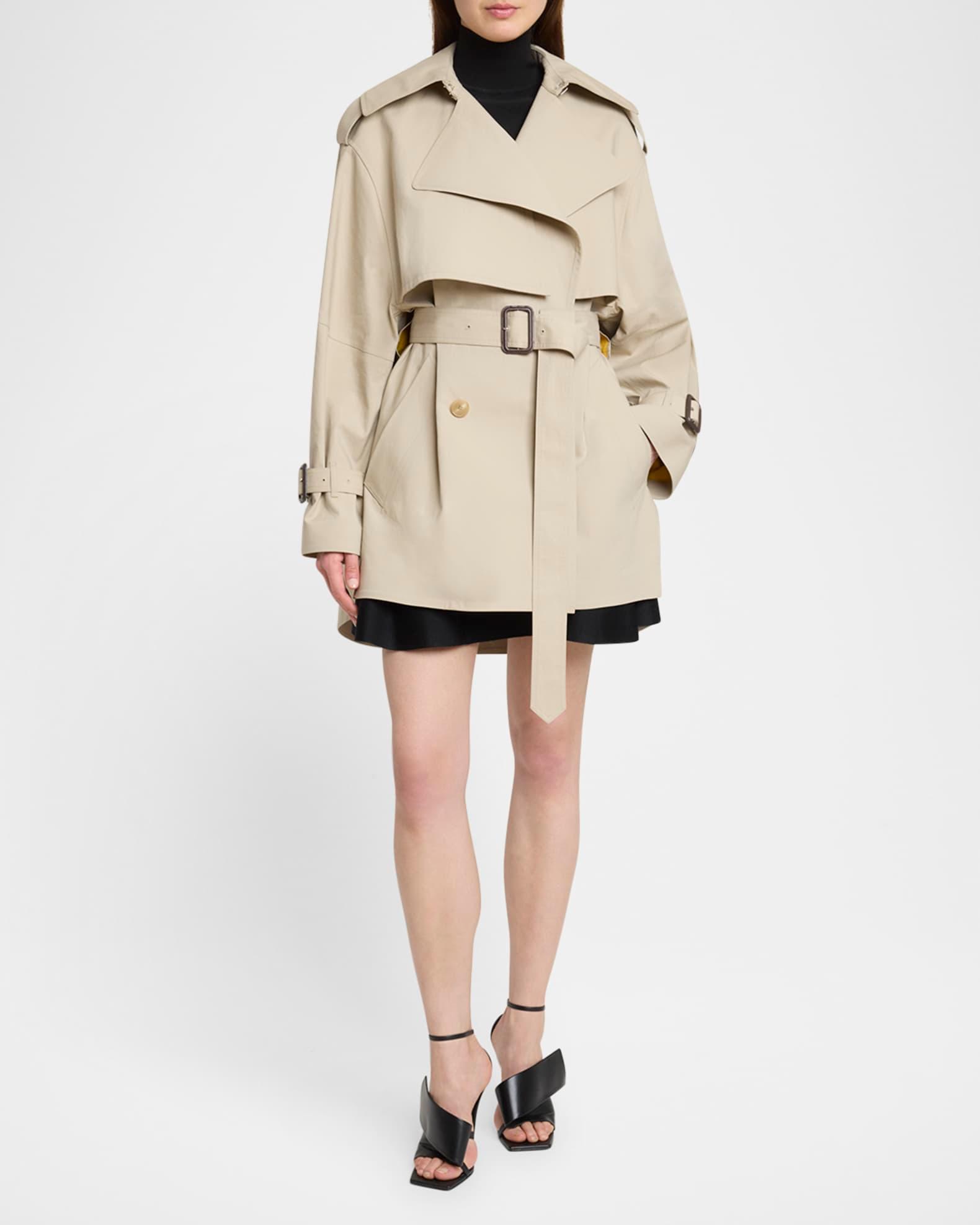 Belted Short Cocoon Trench Coat Product Image