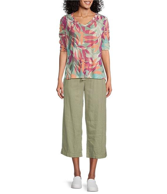 Westbound Linen Blend Crop Pull-On Pants Product Image