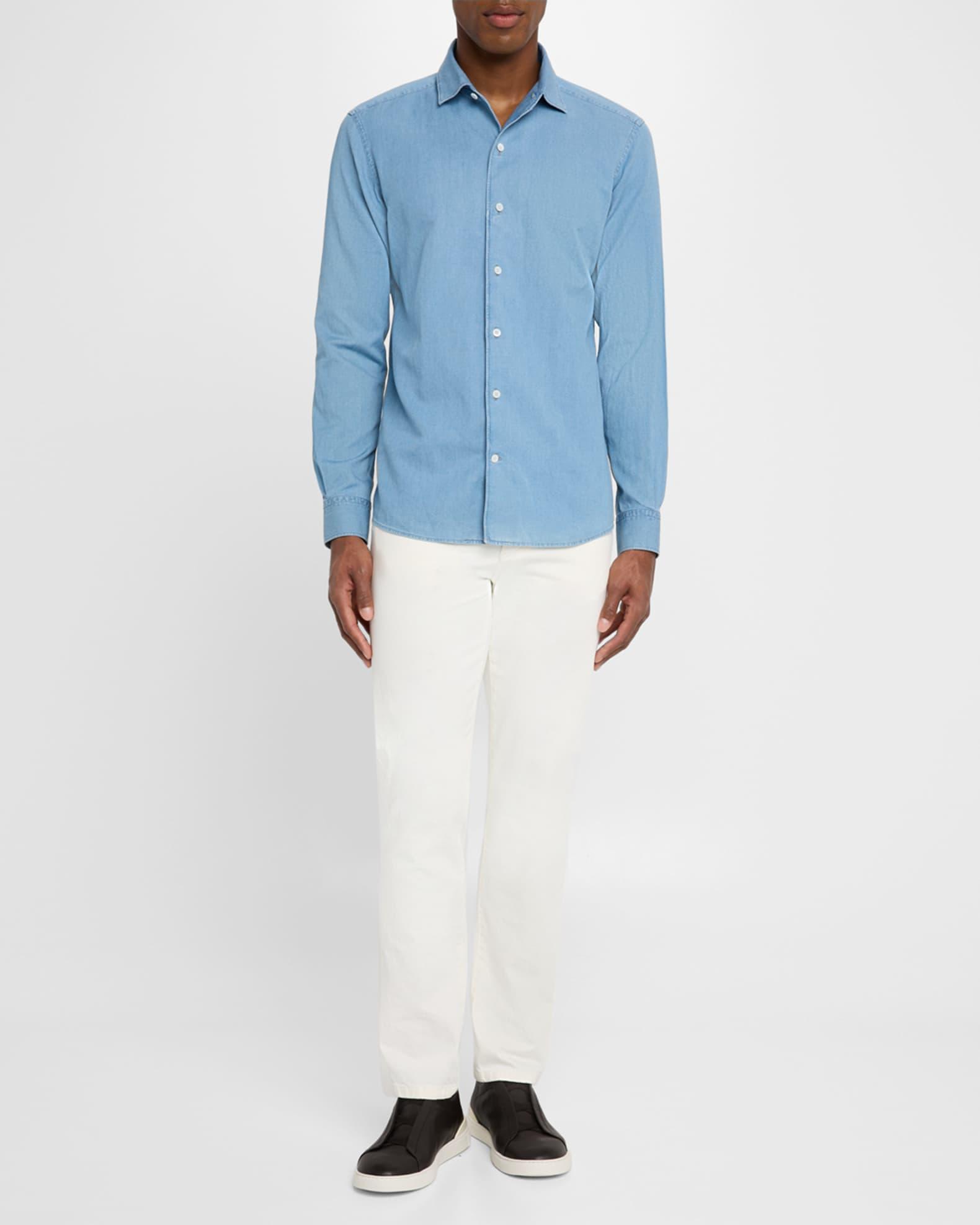 Men's Denim Casual Button-Down Shirt Product Image