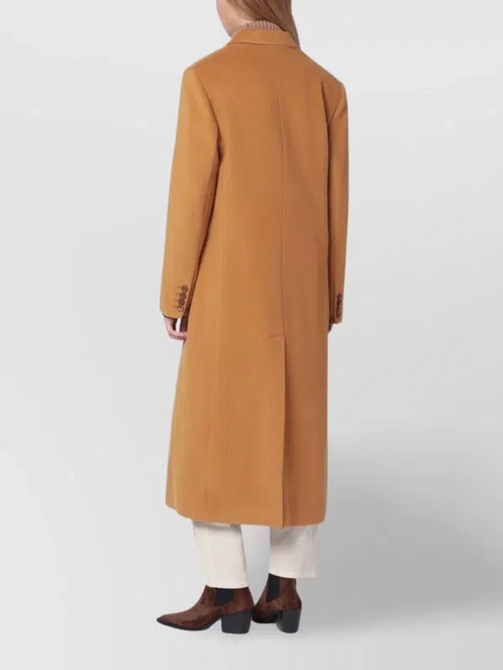 ISABEL MARANT Long Wool Blend Coat With Notched Lapels In Brown Product Image
