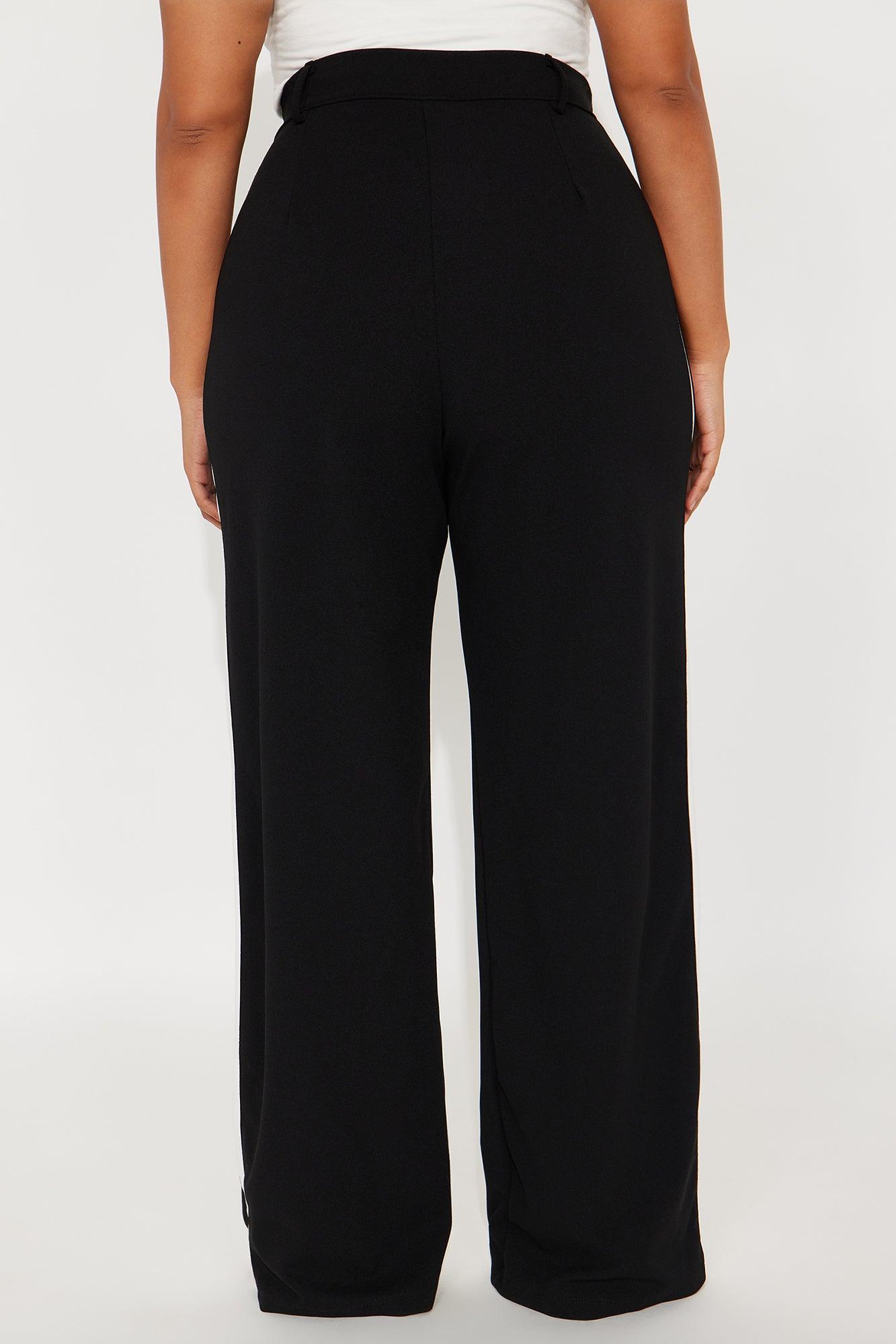 This Is My Lifestyle Wide Leg Crepe Trouser Pant - Black/White Female Product Image