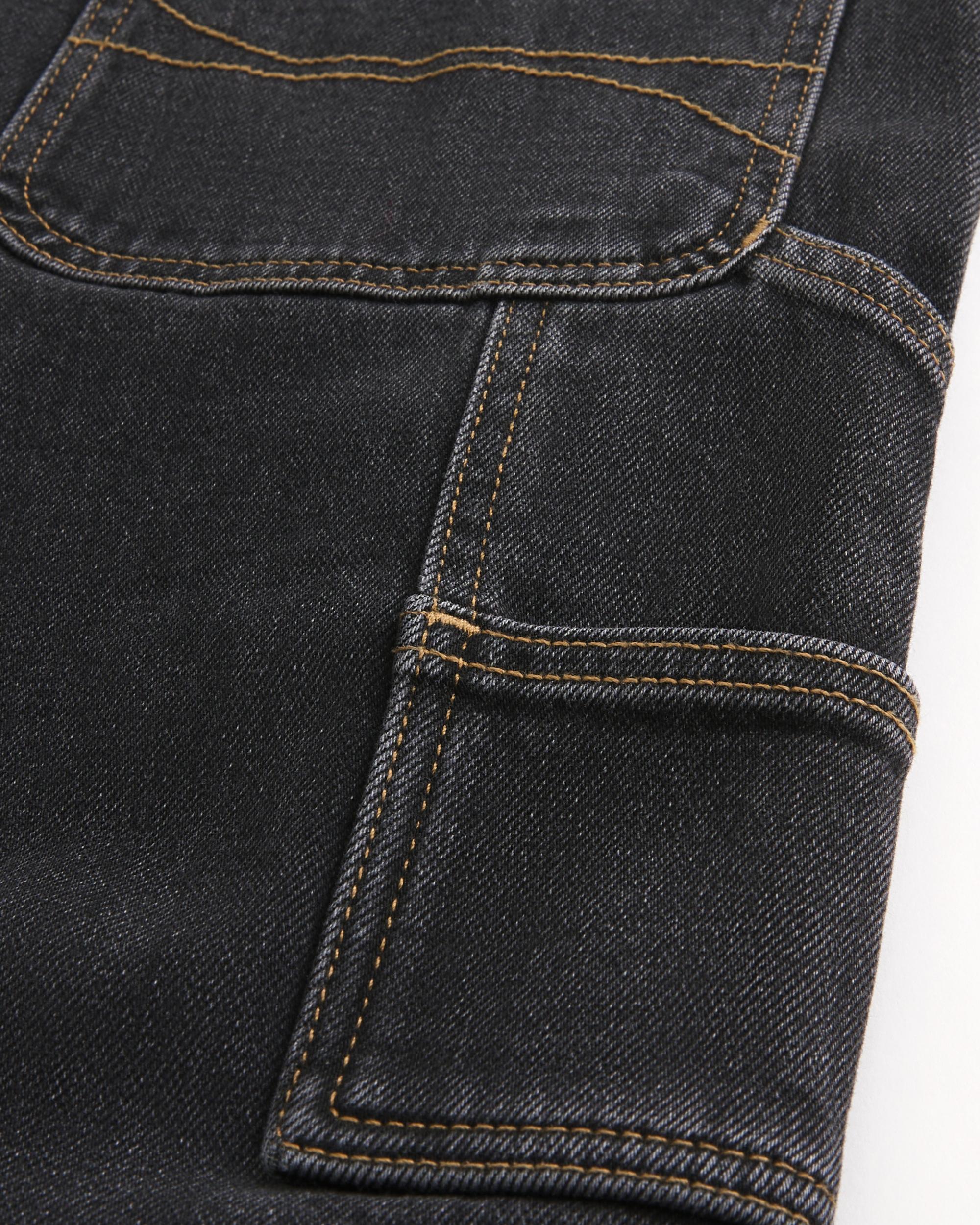 Washed Black Loose Painter Jeans Product Image