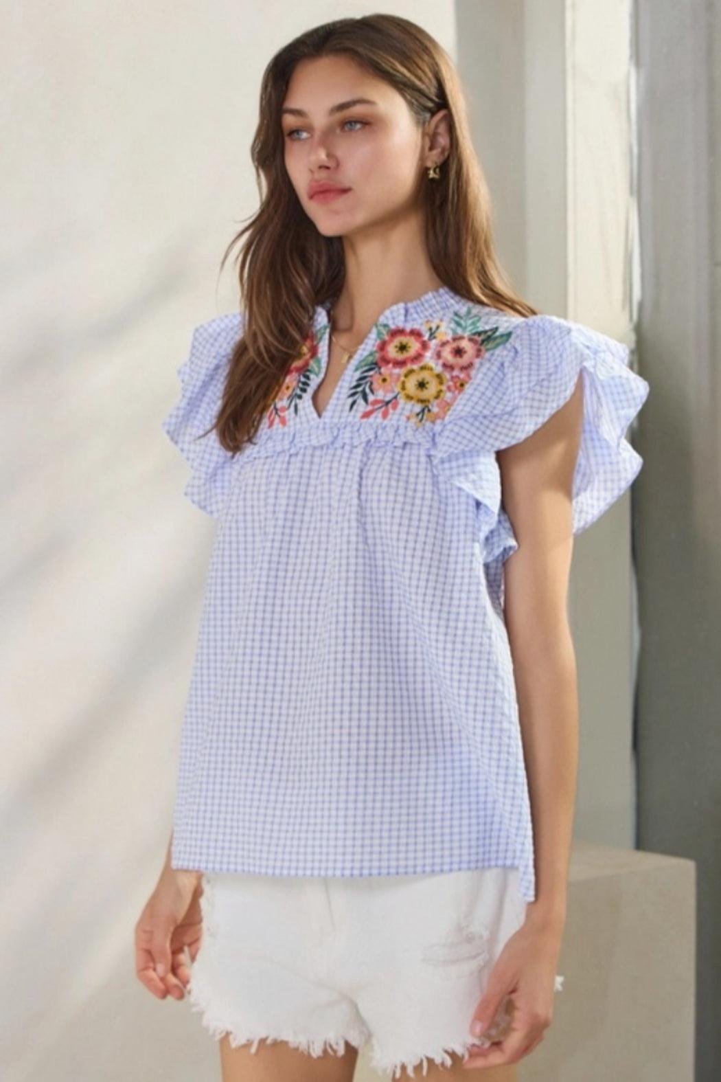 Seersucker Checkered Top Product Image