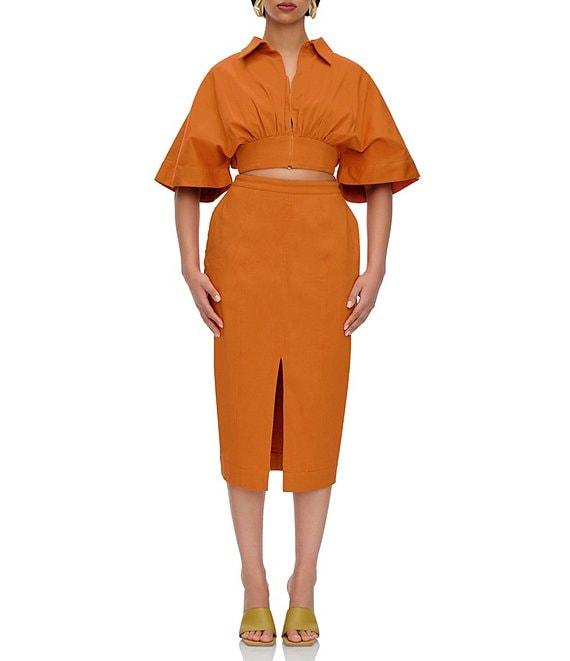 Andrea Iyamah Alu High Rise Front Slit Midi Skirt Product Image