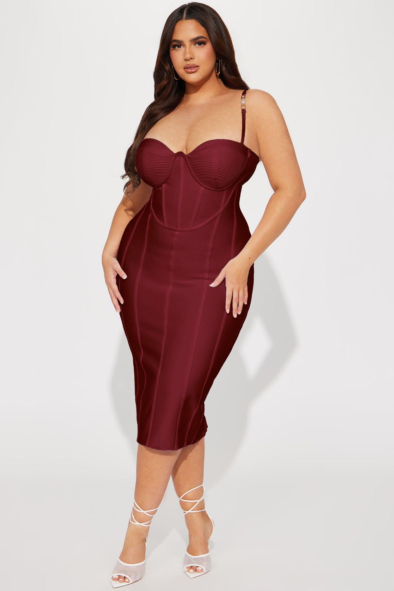 Victoria Bandage Midi Dress - Wine Product Image