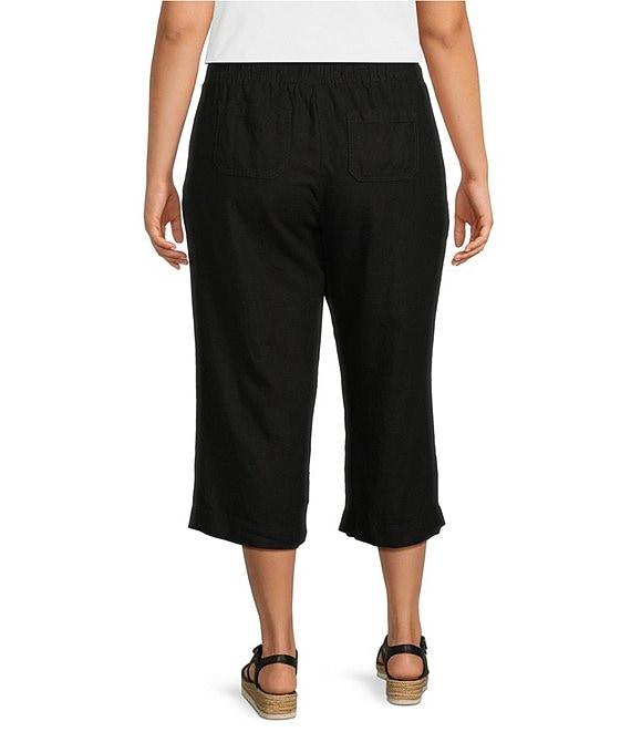 Westbound Plus Size Linen Blend Crop Pull-On Pants Product Image