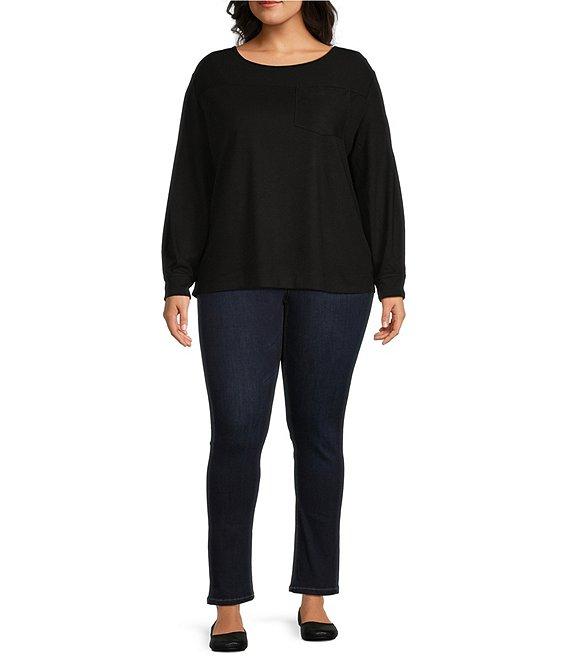 Westbound Plus Size Long Sleeve Button Cuff Crew Neck Pocket Top Product Image