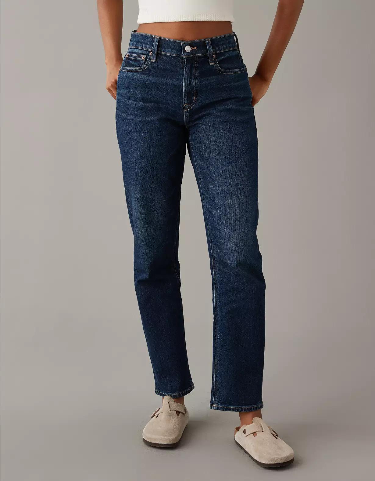AE Stretch Super High-Waisted Ankle Straight Jean Product Image