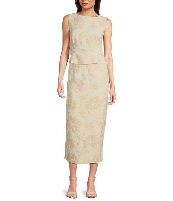 Alex Marie Kennedy Cotton Jacquard Midi Pencil Skirt Product Image