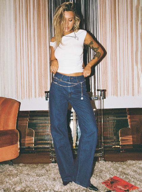 Top Model Low Rise Straight Leg Jeans Dark Denim Product Image