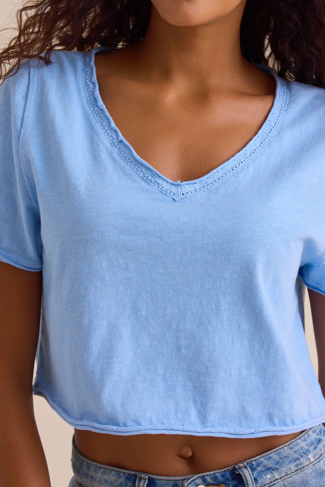 Vera Cropped Lace Tee Product Image