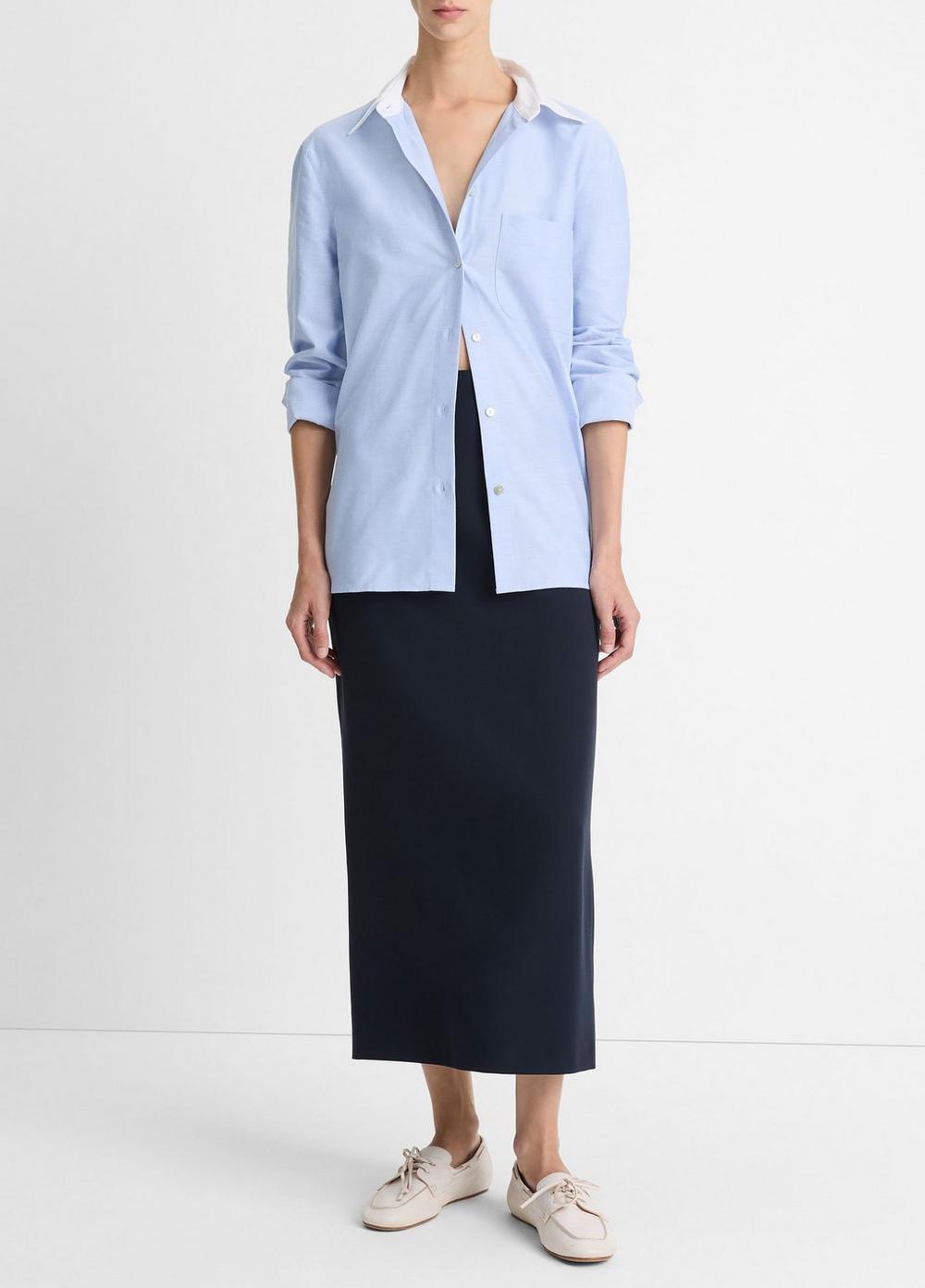 Wool & Cashmere-Blend Contrast-Collar Polo Sweater Product Image