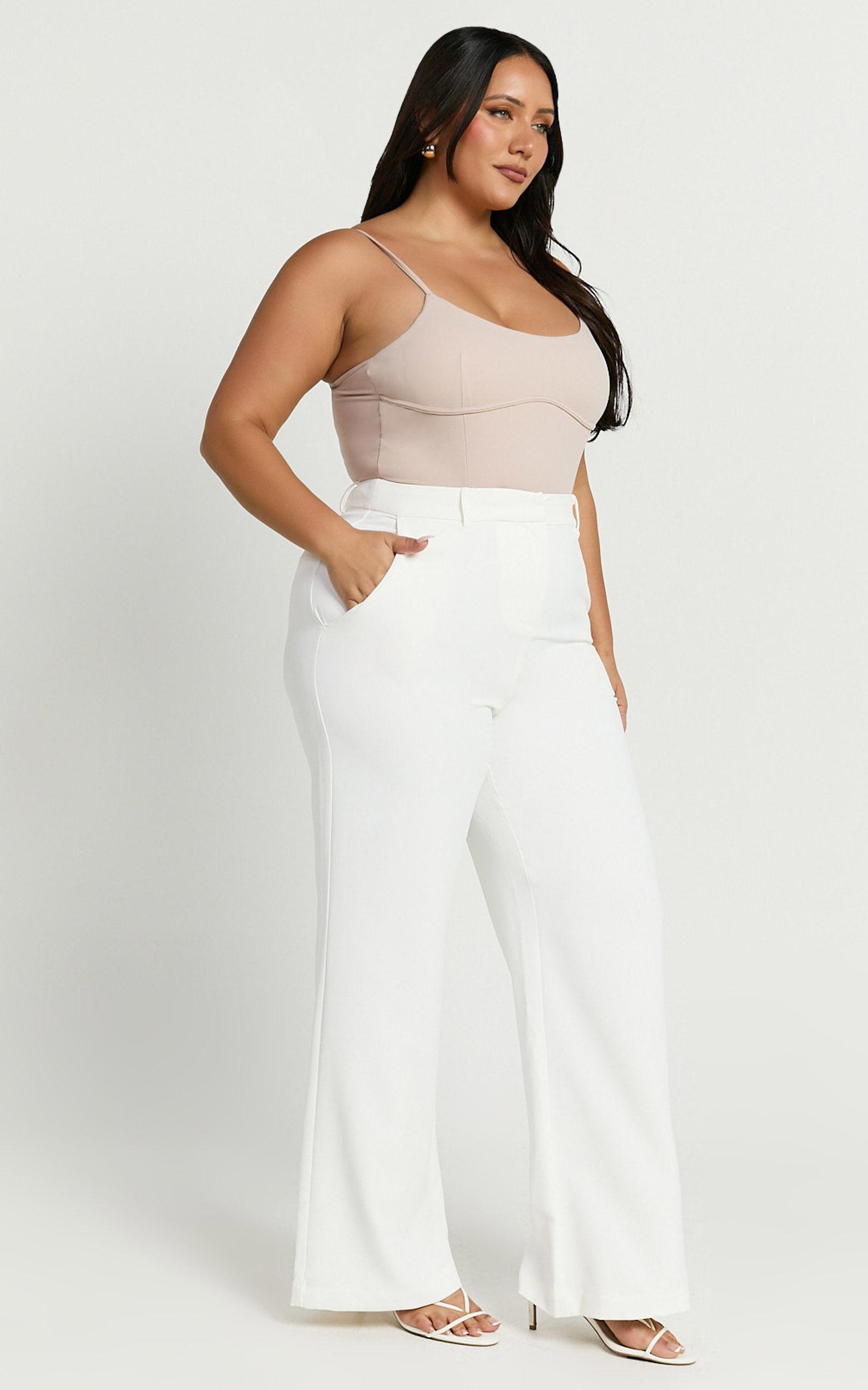 Bonnie Pants - High Waisted Tailored Wide Leg Pants in White Product Image