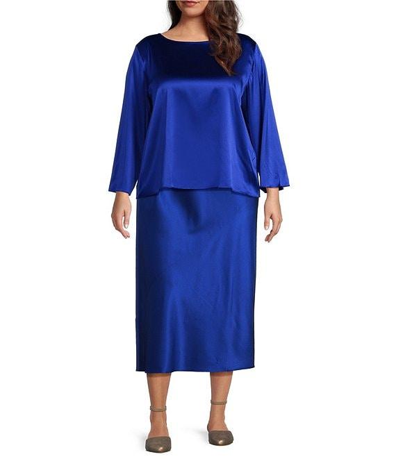 Eileen Fisher Plus Stretch Silk Charmeuse Full Skirt Product Image