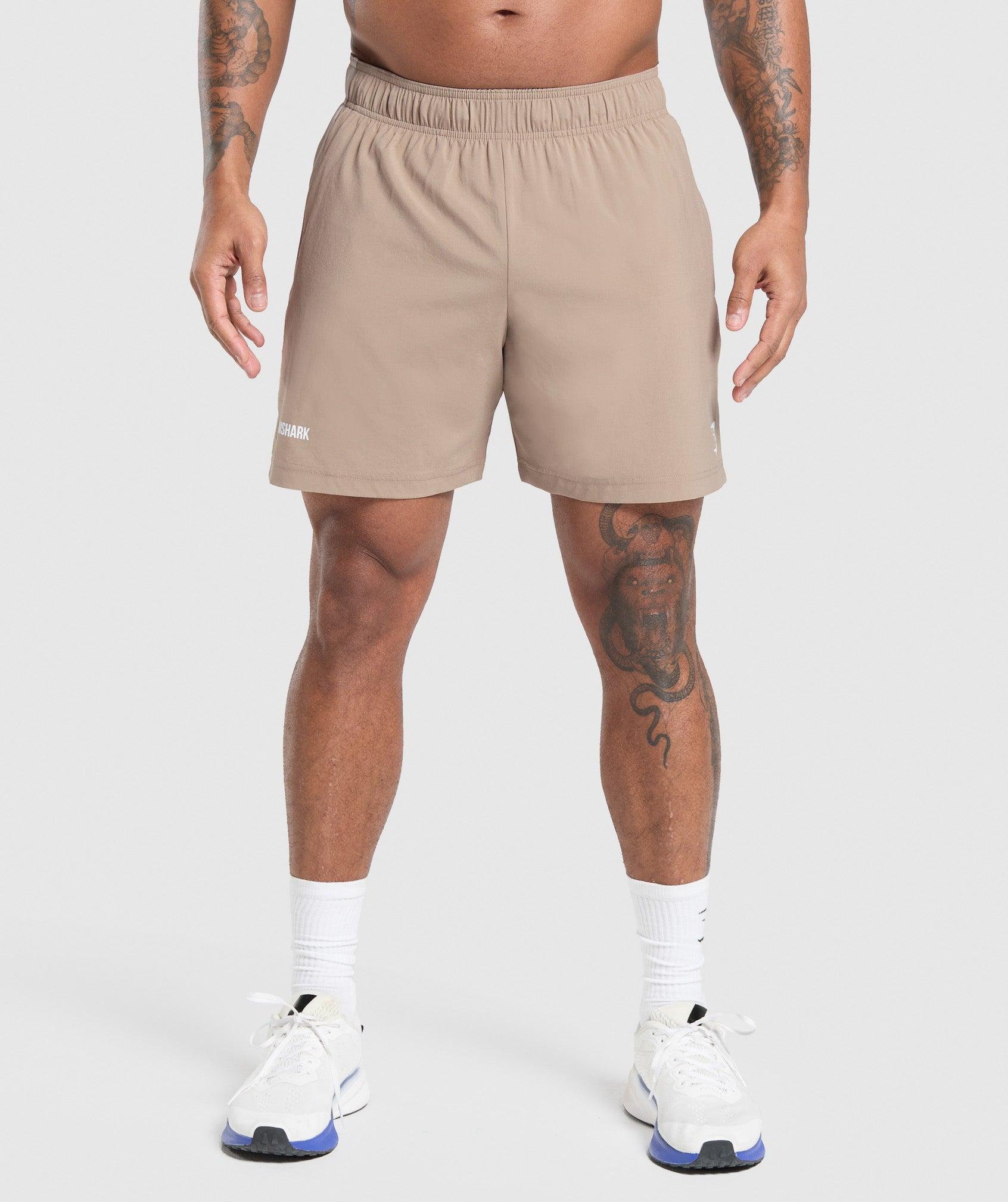 Gymshark Sport Panel 7" Shorts - Cement Brown/Pebble Grey Male Product Image