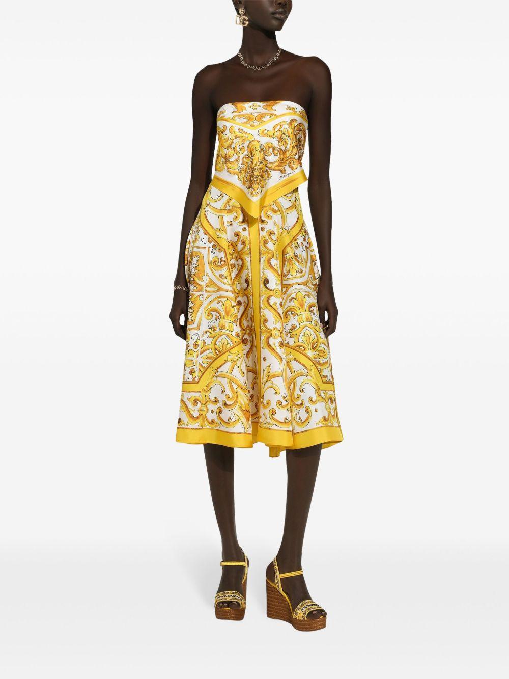 Majolica-print silk midi dress Product Image