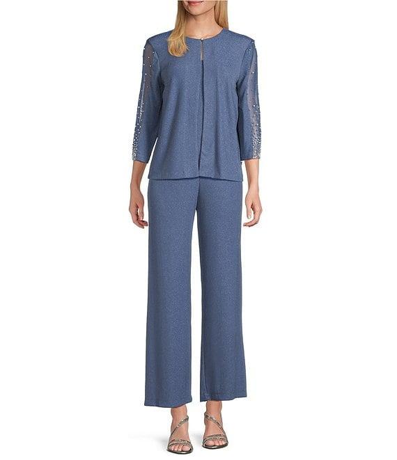 Alex Evenings Metallic Knit Wide Leg Pants Product Image