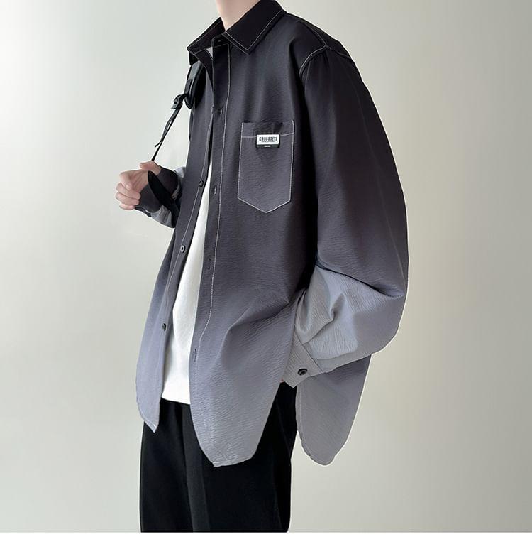 Long-Sleeve Gradient Button-Up Shirt Product Image