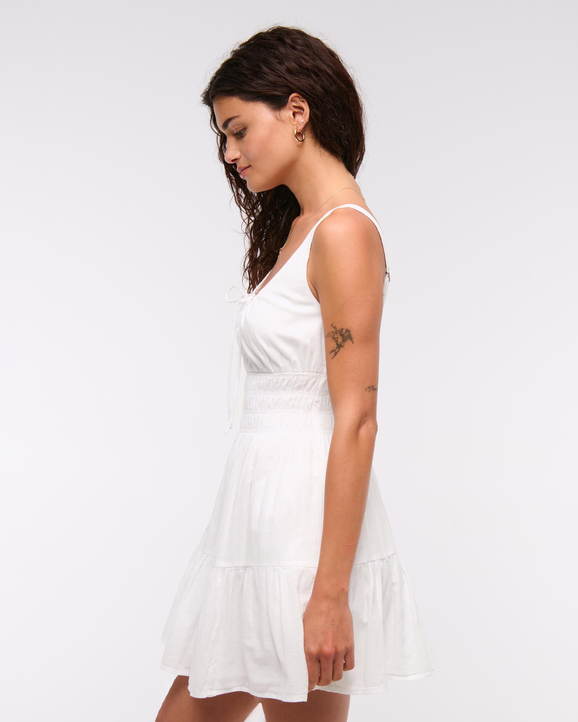 Smocked Tie-Front Mini Dress Product Image