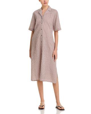 Notch Collar Linen & Cotton Shirt Dress Product Image