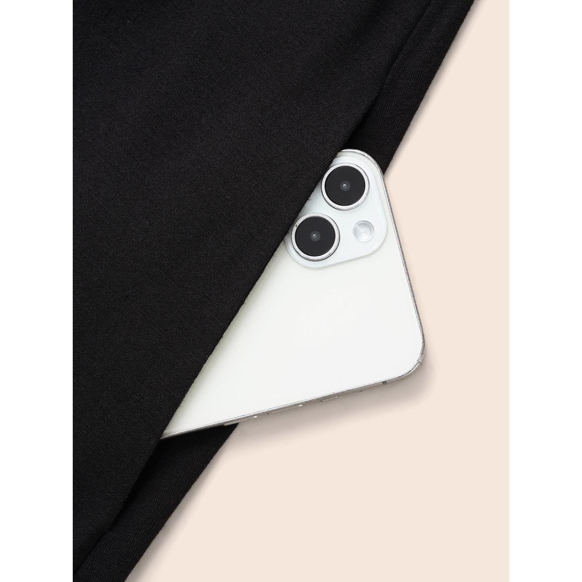 Plus Size Contrast Striped Button Detail Midi Dress Black Women Elegant Contrast V-neck Long Sleeve Curvy BloomChic 26/4X Product Image