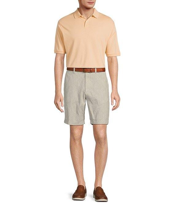 Roundtree & Yorke Luxury Linen Flat Front 9#double; Solid Shorts Product Image