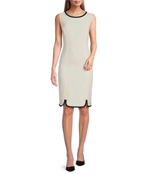 Kasper Combo Round Neck Sleeveless Sheath Princess Seam Dress Product Image