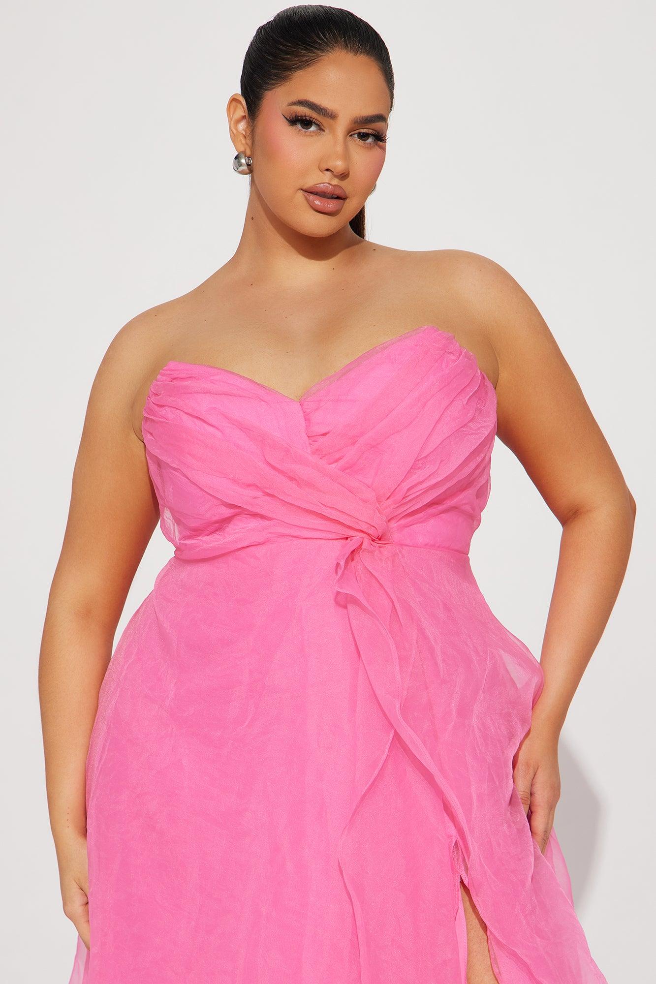 Evelyn Taffeta Gown - Hot Pink Product Image