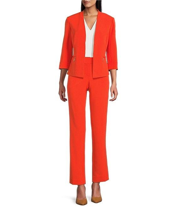 Kasper Crepe Fly Front Slim Leg Pants Product Image