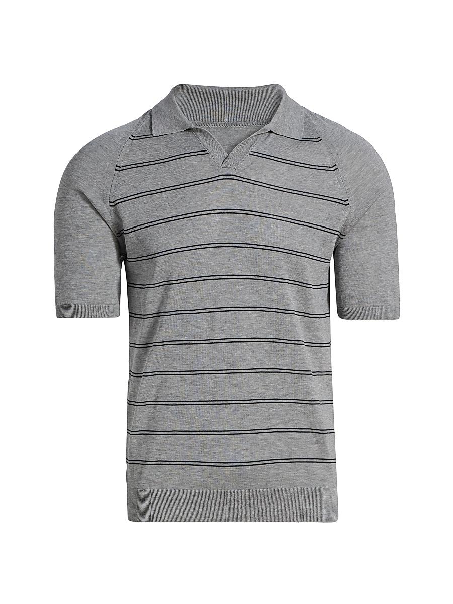 Mens Striped Cotton-Silk Polo Shirt Product Image