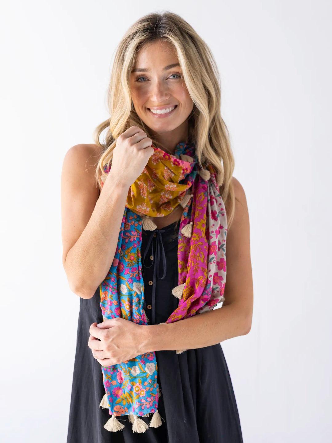 Sayulita Scarf - Blue Cream Floral Product Image