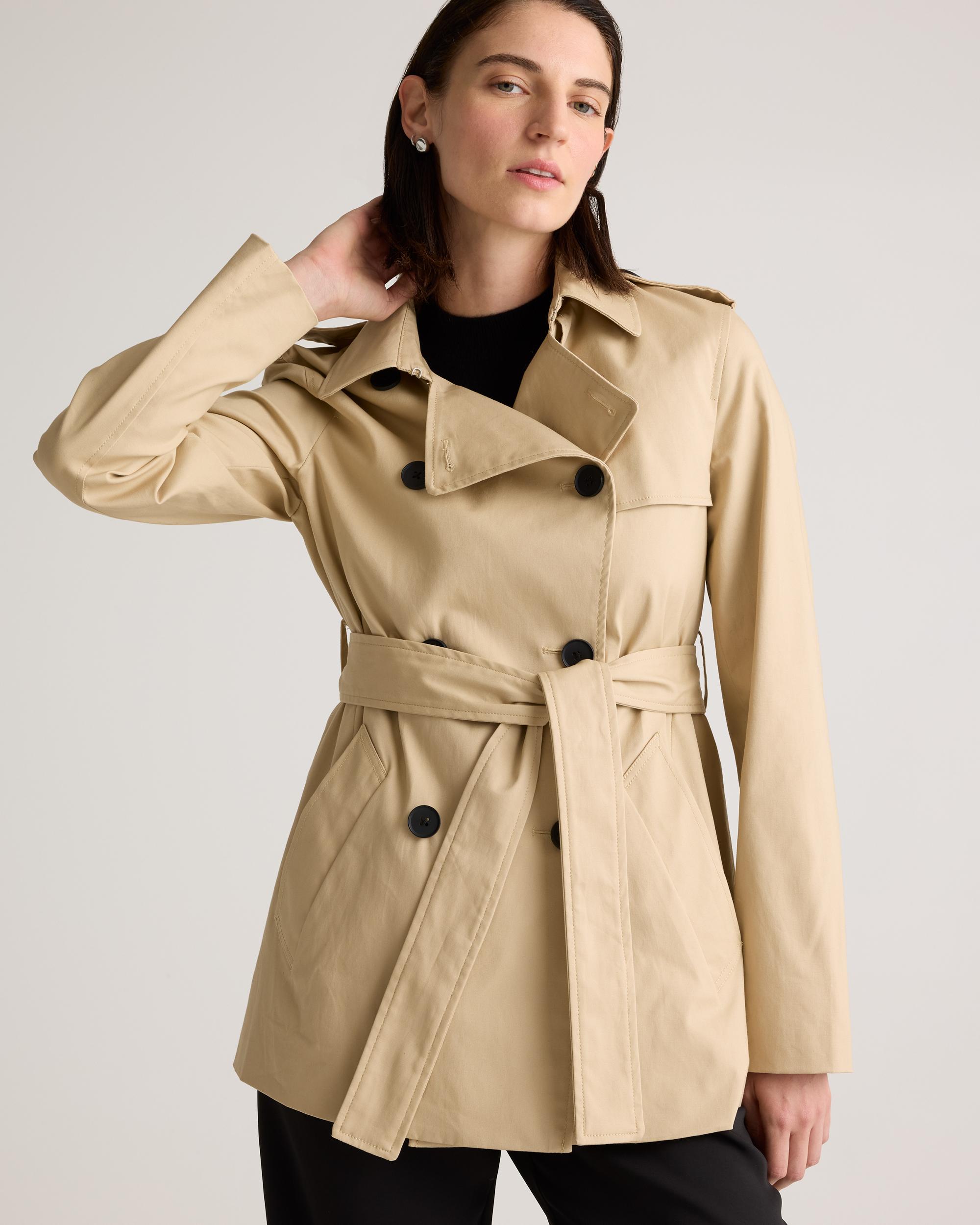Quince | Women's Comfort Stretch Short Trench Coat Organic Cotton Product Image