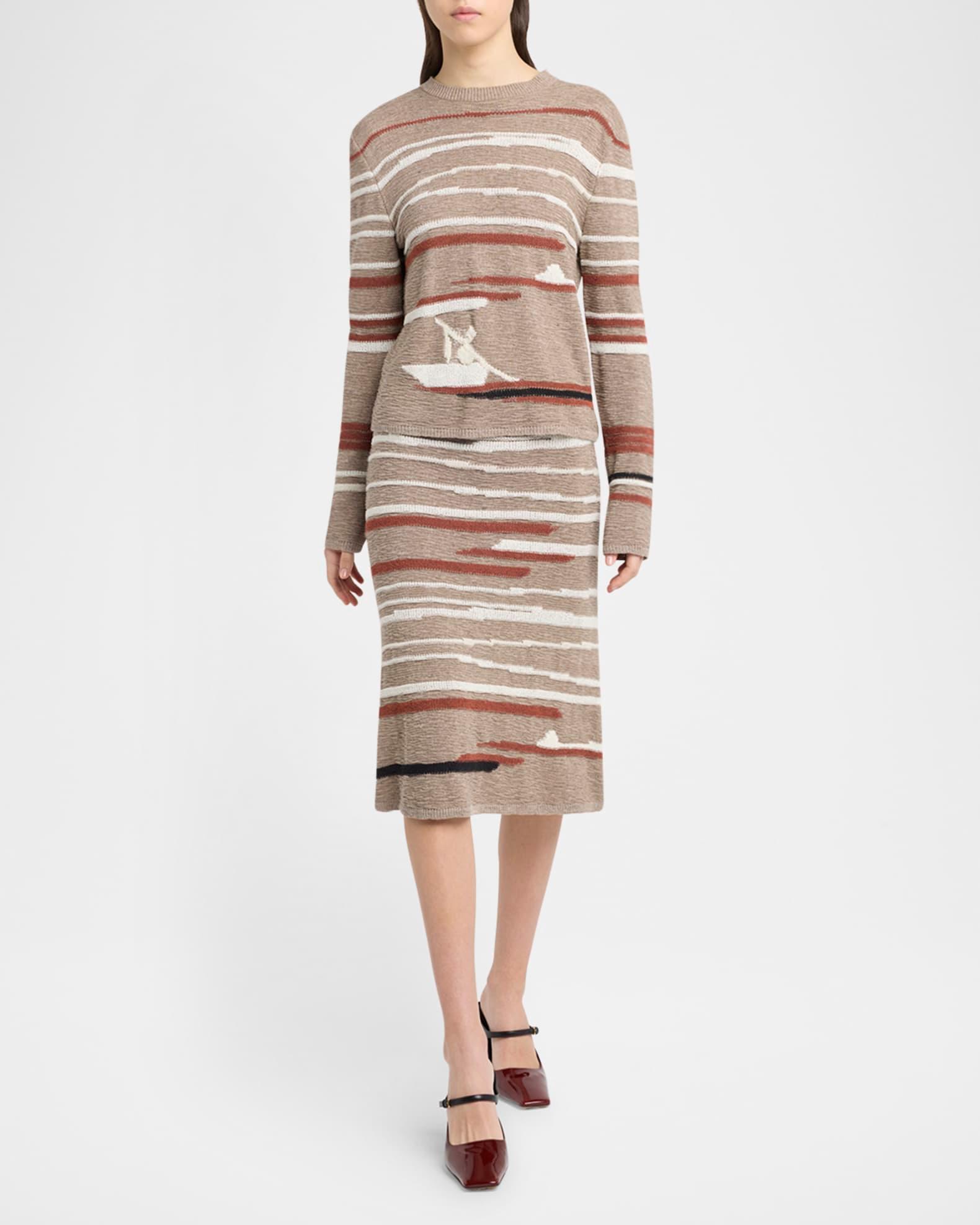 Linen-Cotton Intarsia Skirt Product Image