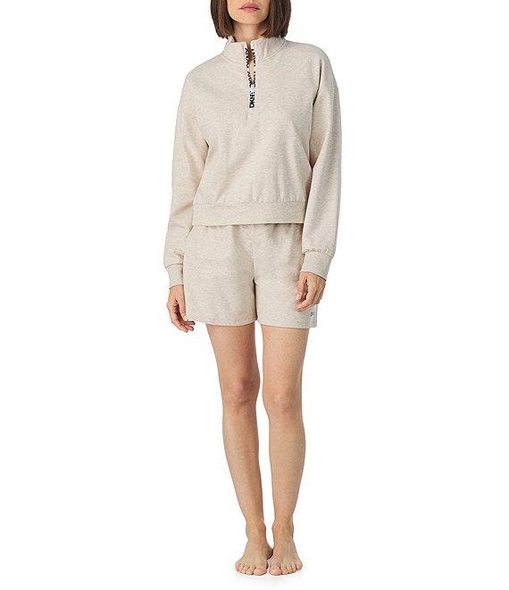 DKNY By Donna Karan Solid Long Sleeve Half Zip Shorty Lounge Set Product Image